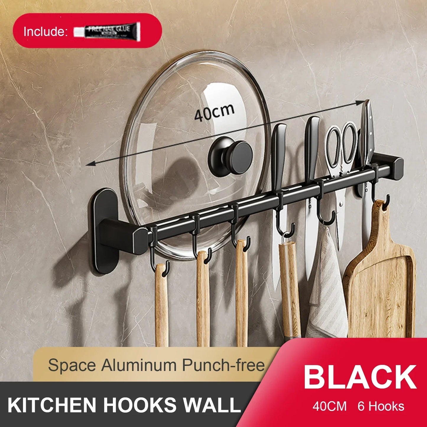 No-Punch Wall Kitchen Rack