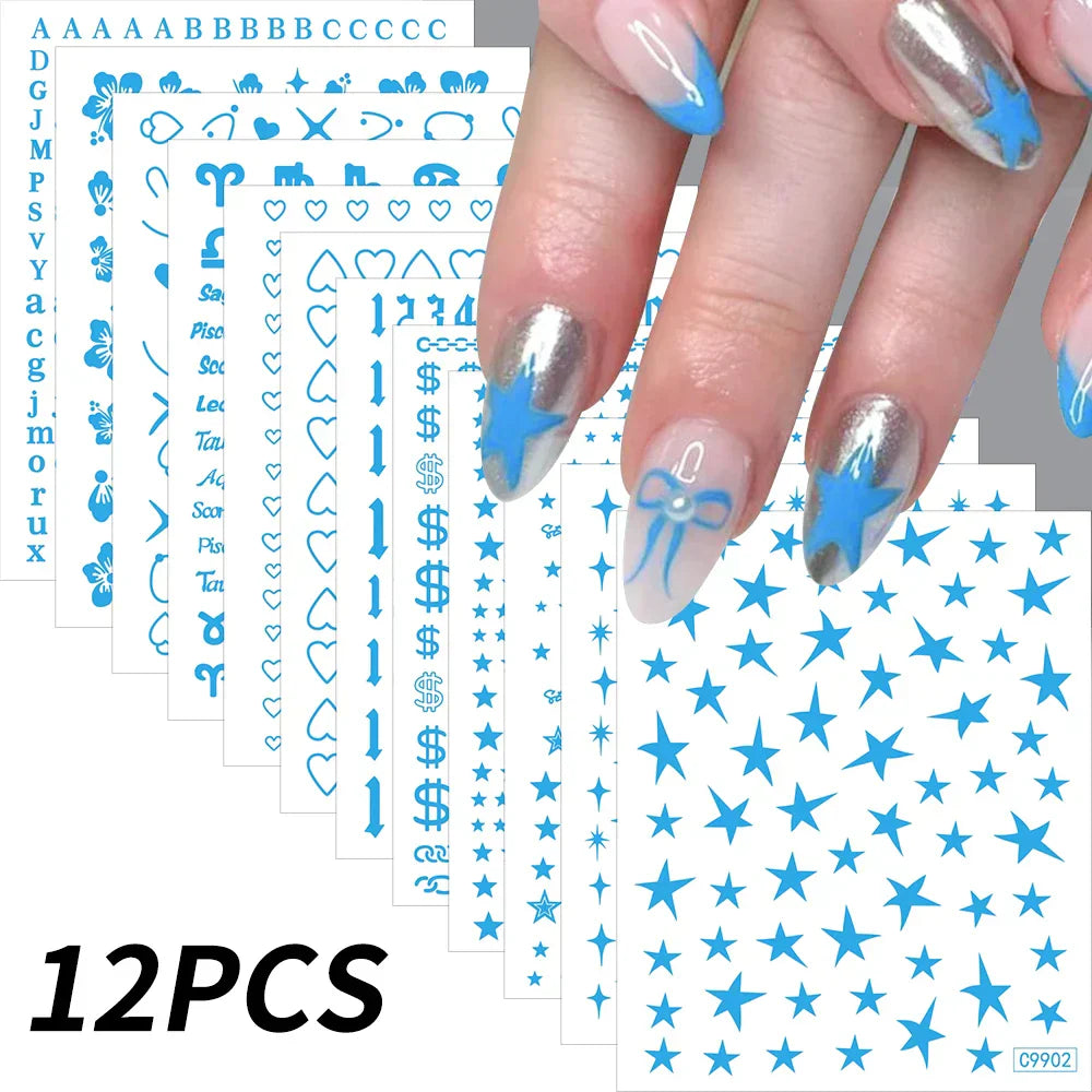 12Sheet Cartoon Stitch Nail Stickers