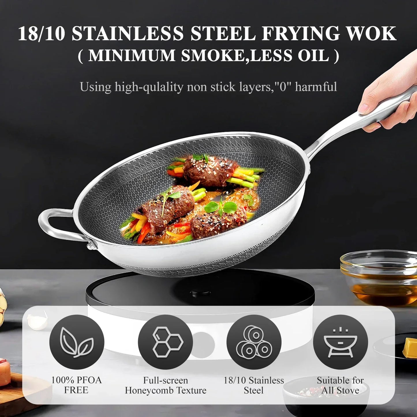 Honeycomb Nonstick Stainless Skillet