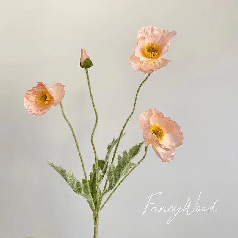 Silk Poppy Flower Branch