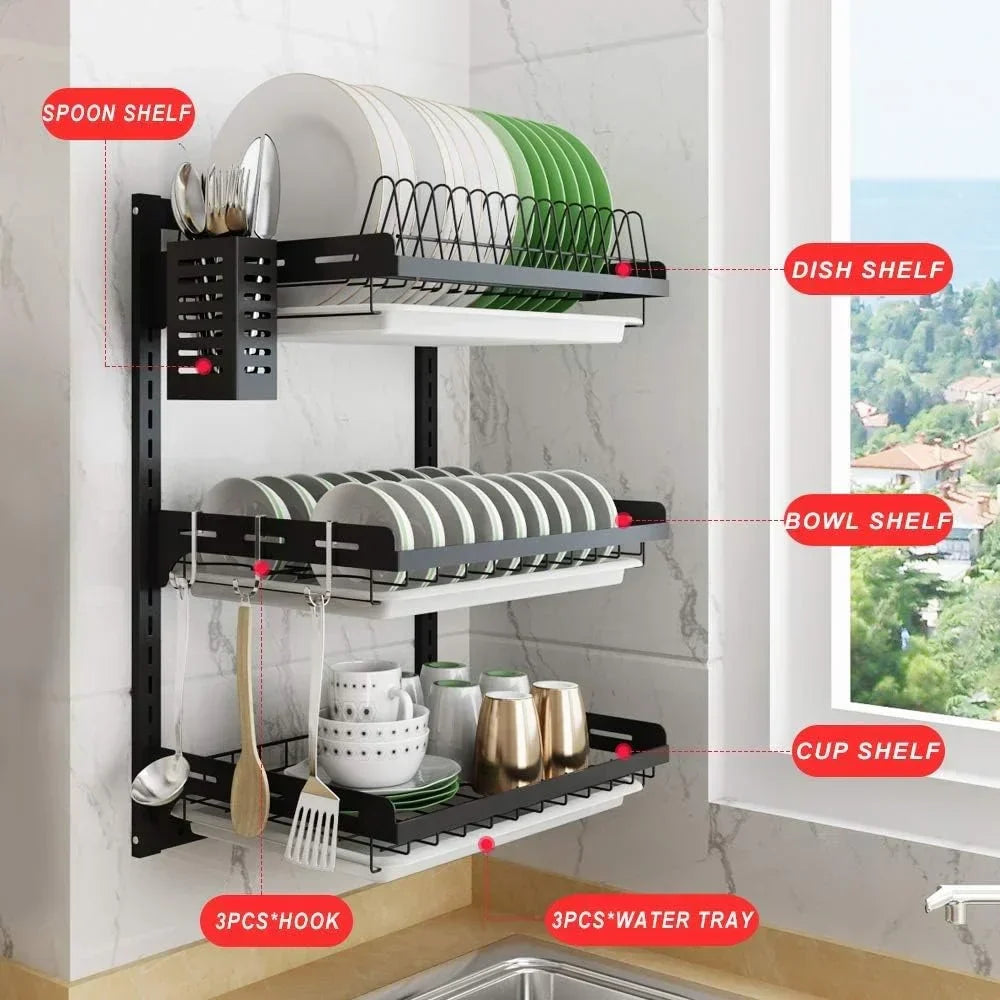 Wall Mount Dish Drying Rack
