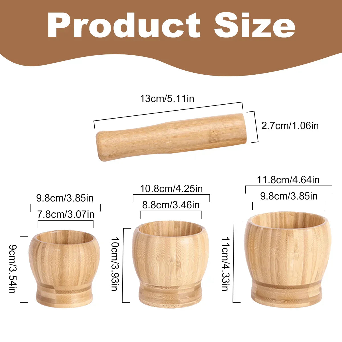 Leeseph Bamboo Mortar Set
