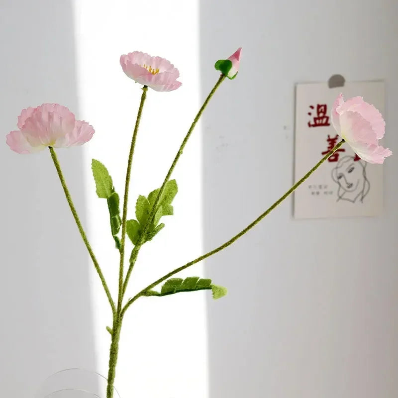 Silk Poppy Flower Branch