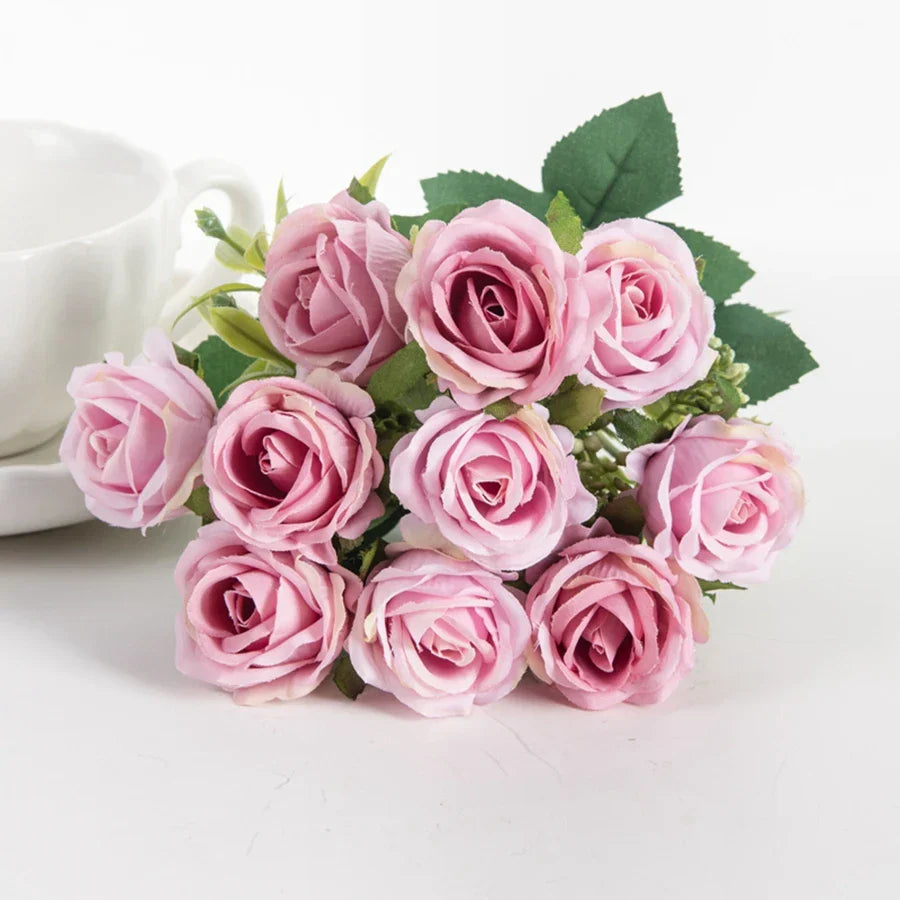 Silk White Rose Bouquet