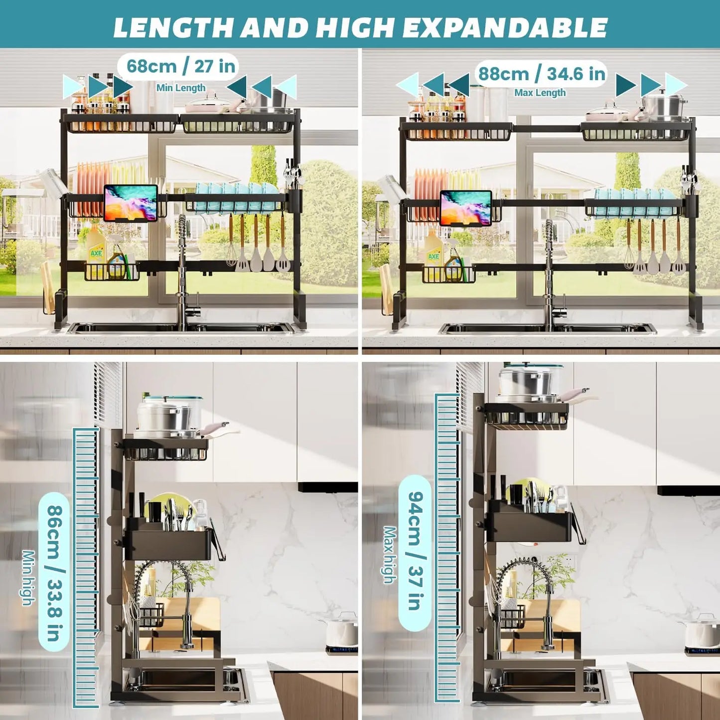 Over Sink Expandable Dish Rack