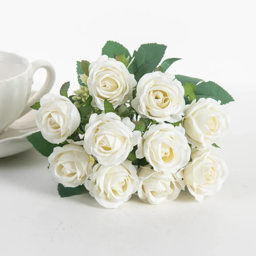 Silk White Rose Bouquet