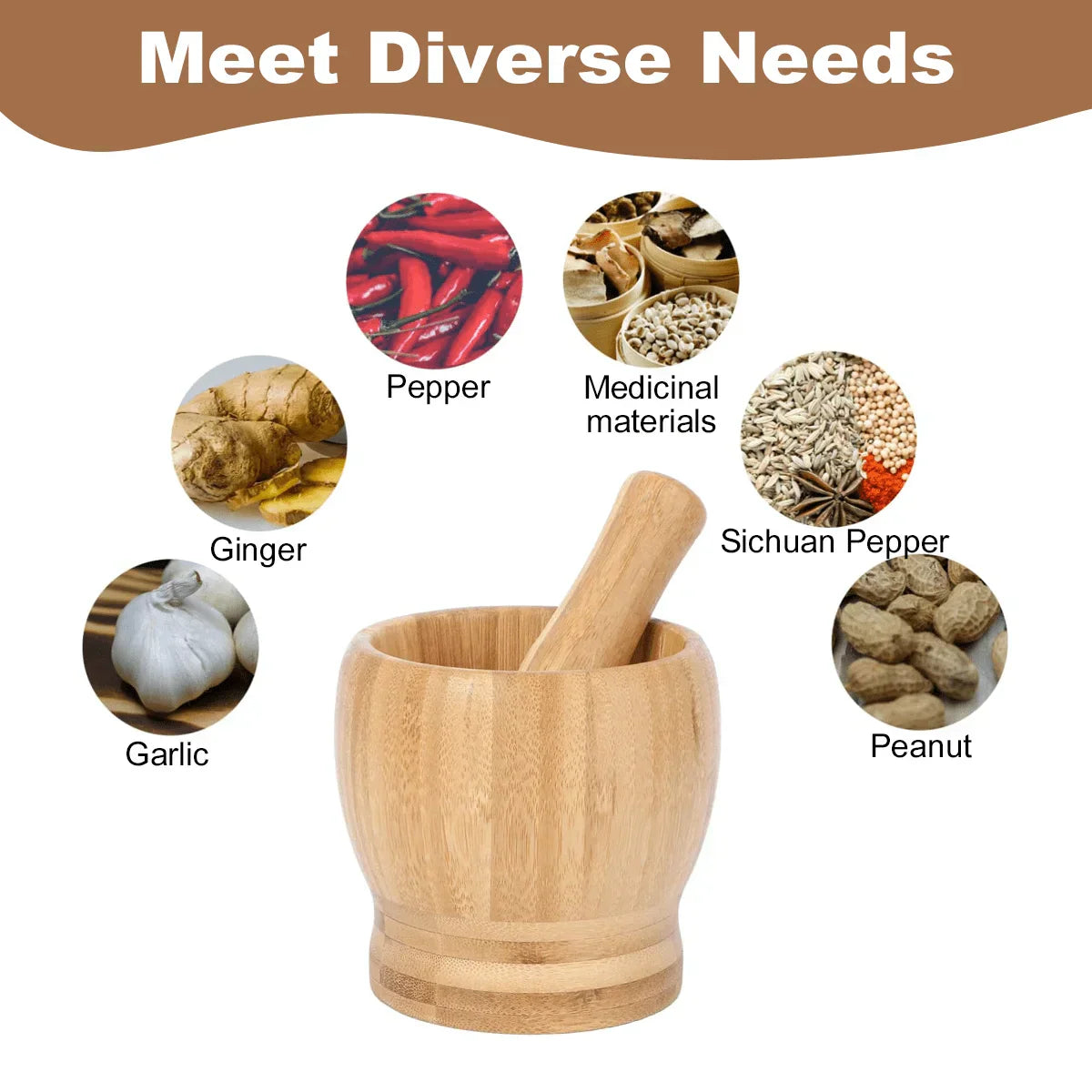 Leeseph Bamboo Mortar Set